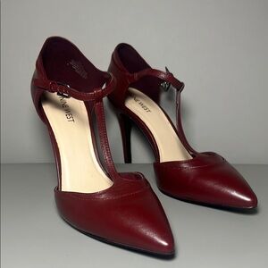 Nine West Burgundy T-Strap Heels